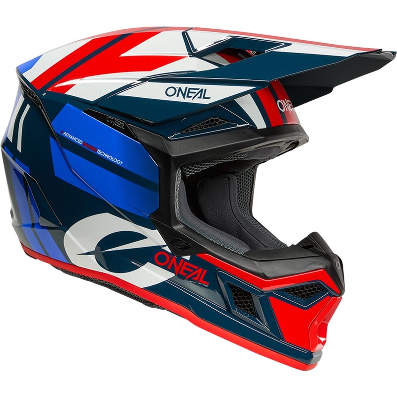 Casco de motocross O'Neal 3SRS Ride azul-blanco-rojo