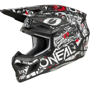 Casco de motocross O'Neal 3SRS Attack negro mate-blanco