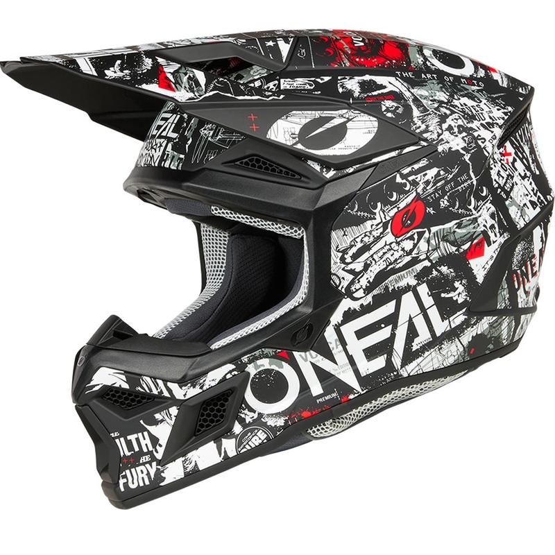 Casco de motocross O'Neal 3SRS Attack negro mate-blanco