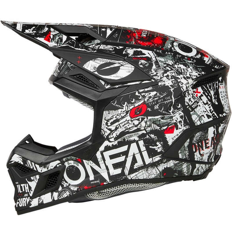 Casco de motocross O'Neal 3SRS Attack negro mate-blanco
