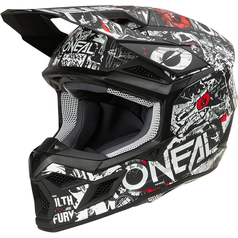 Casco de motocross O'Neal 3SRS Attack negro mate-blanco