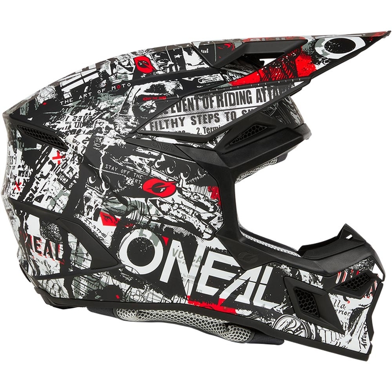 Casco de motocross O'Neal 3SRS Attack negro mate-blanco