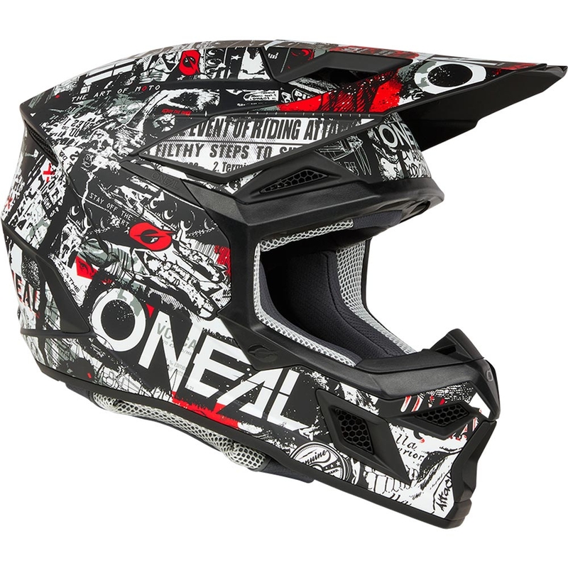 Casco de motocross O'Neal 3SRS Attack negro mate-blanco
