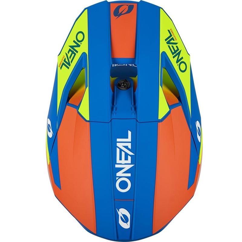 Casco de motocross O´Neal 3SRS, azul mate sólido-amarillo flúor