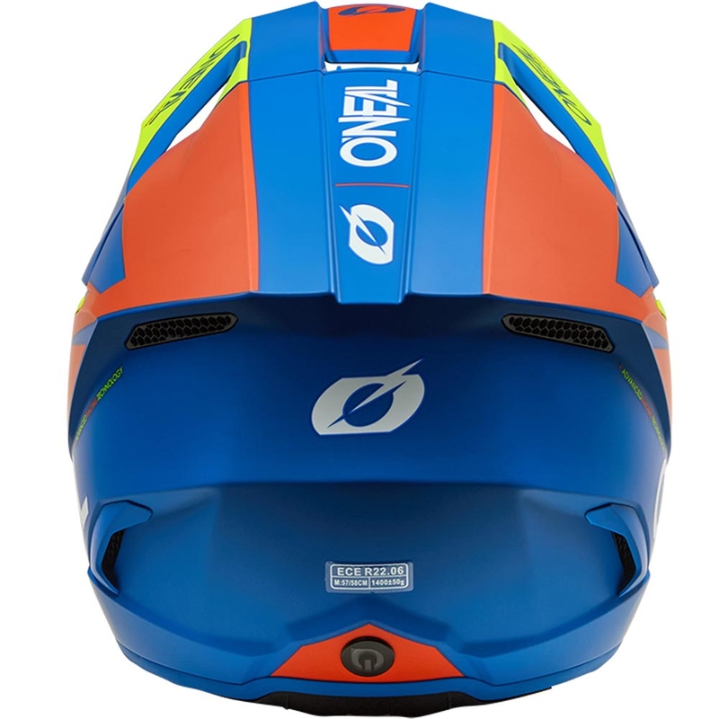 Casco de motocross O´Neal 3SRS, azul mate sólido-amarillo flúor