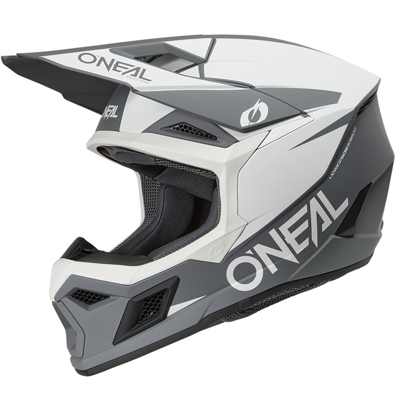 Casco de motocross O´Neal 3SRS Solid blanco-gris mate
