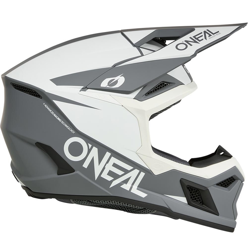 Casco de motocross O´Neal 3SRS Solid blanco-gris mate