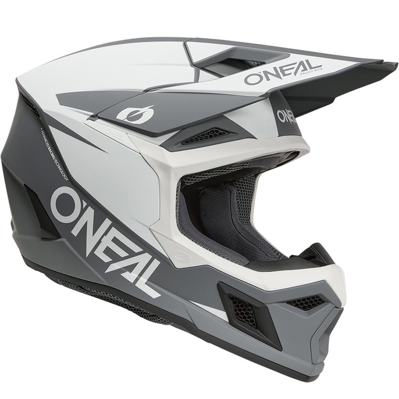 Casco de motocross O´Neal 3SRS Solid blanco-gris mate