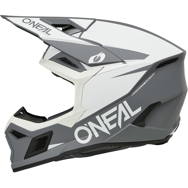 Casco de motocross O´Neal 3SRS Solid blanco-gris mate