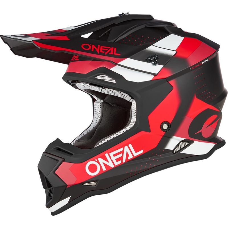 Casco de motocross O'Neal 2SRS Spyde negro mate-rojo-blanco