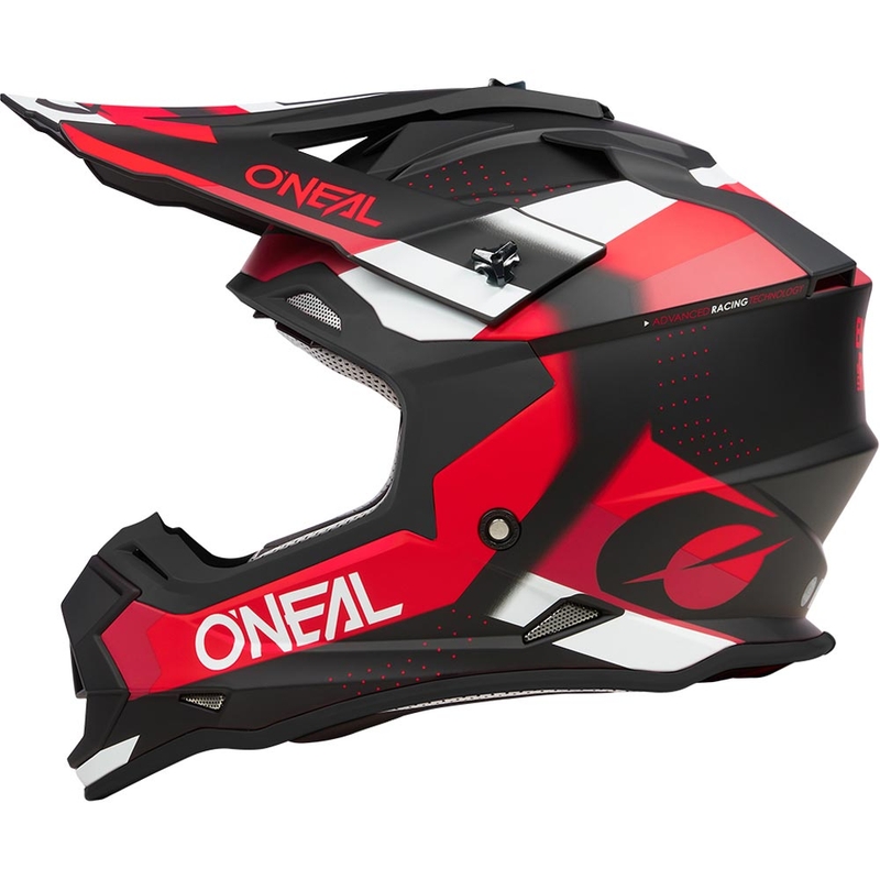 Casco de motocross O'Neal 2SRS Spyde negro mate-rojo-blanco