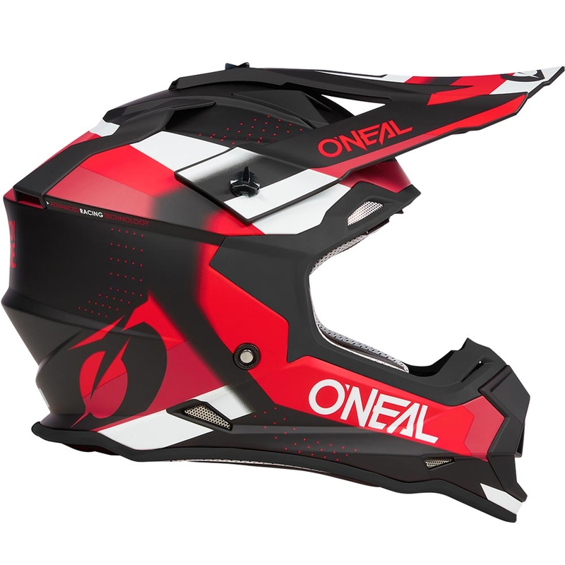 Casco de motocross O'Neal 2SRS Spyde negro mate-rojo-blanco