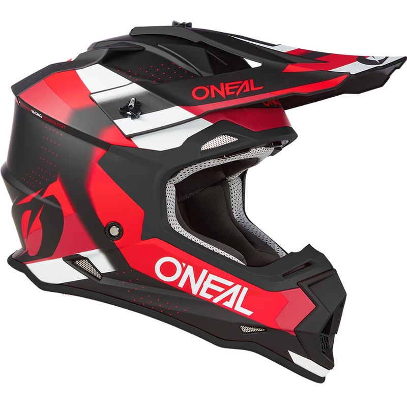 Casco de motocross O'Neal 2SRS Spyde negro mate-rojo-blanco