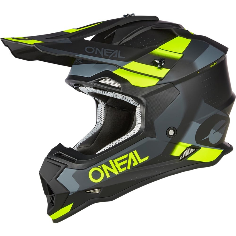 Casco de motocross O´Neal 2SRS Spyde negro mate-gris-amarillo flúor