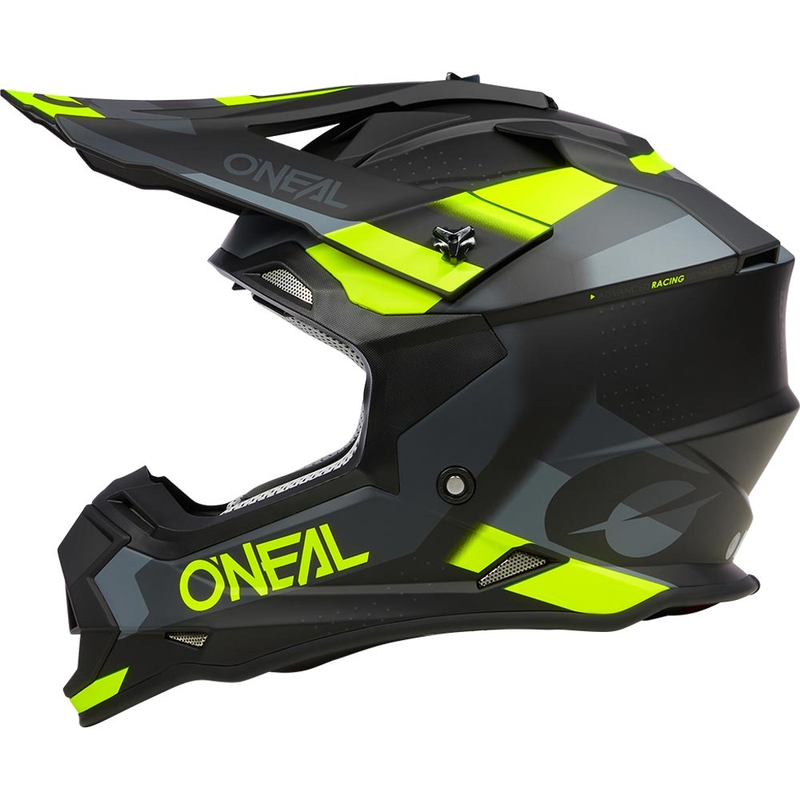 Casco de motocross O´Neal 2SRS Spyde negro mate-gris-amarillo flúor