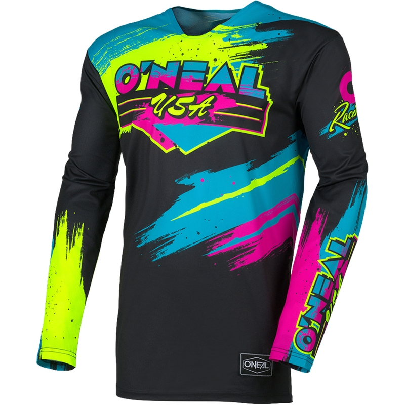 Camiseta de motocross O'Neal Mayhem Reseda negra-amarillo flúor