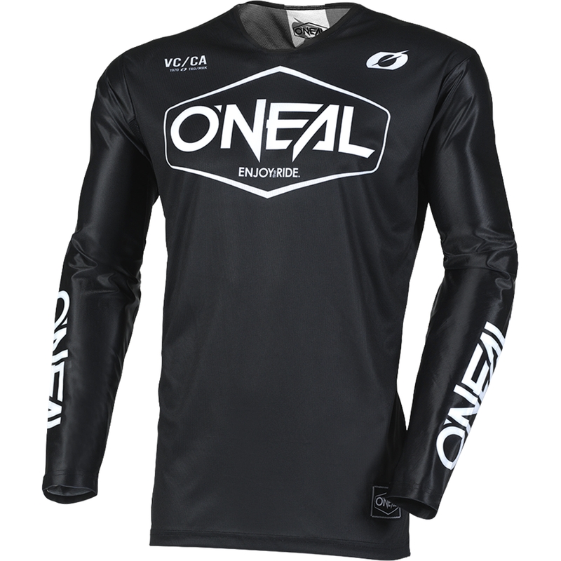 Camiseta de motocross O'Neal Mayhem Hexx en blanco y negro.