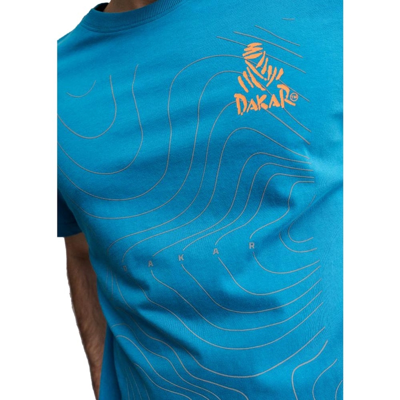 Camiseta azul con el mapa del Dakar