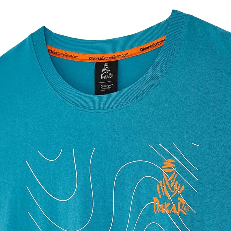 Camiseta azul con el mapa del Dakar