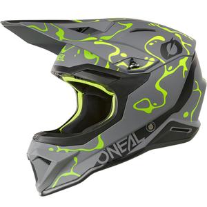 Casco de motocross O'Neal 1SRS Splash gris mate-amarillo flúor