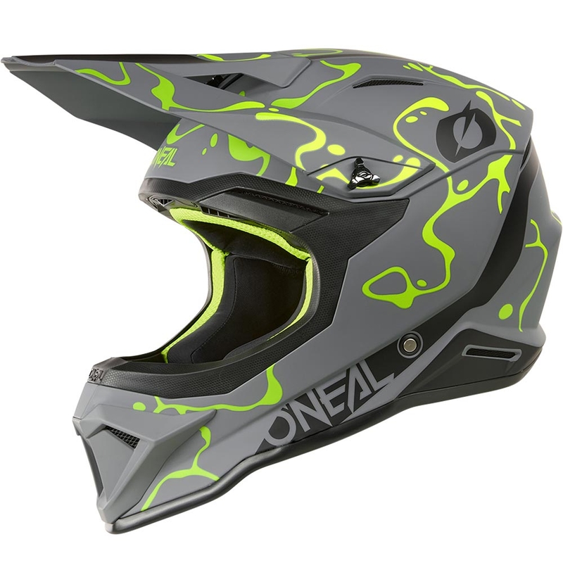 Casco de motocross O'Neal 1SRS Splash gris mate-amarillo flúor