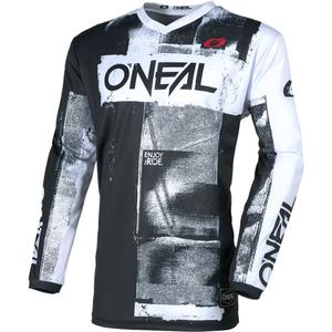 Camiseta de motocross O'Neal Element Roller en blanco y negro.