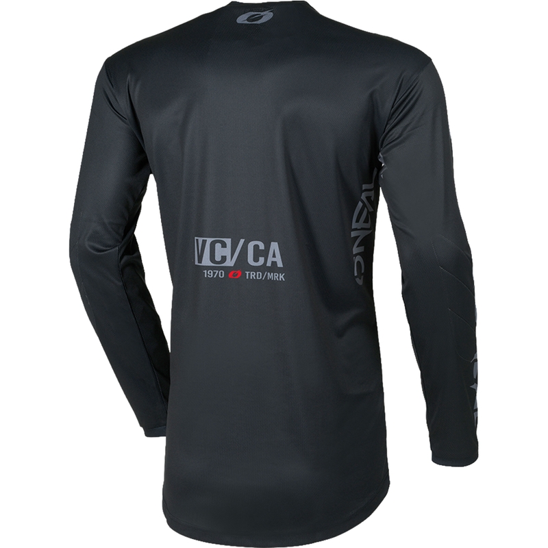 Camiseta de motocross O'Neal Element Brand, color negro y gris.