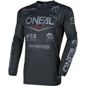 Camiseta de motocross O'Neal Element Brand, color negro y gris.