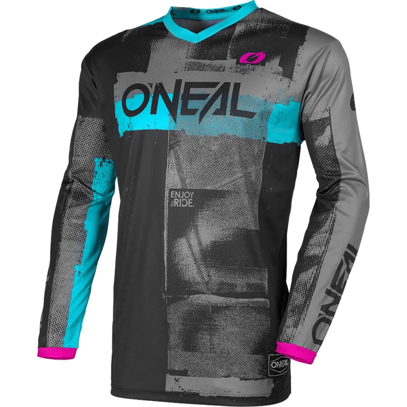 Camiseta de motocross O'Neal Element Roller para mujer, color negro y azul.