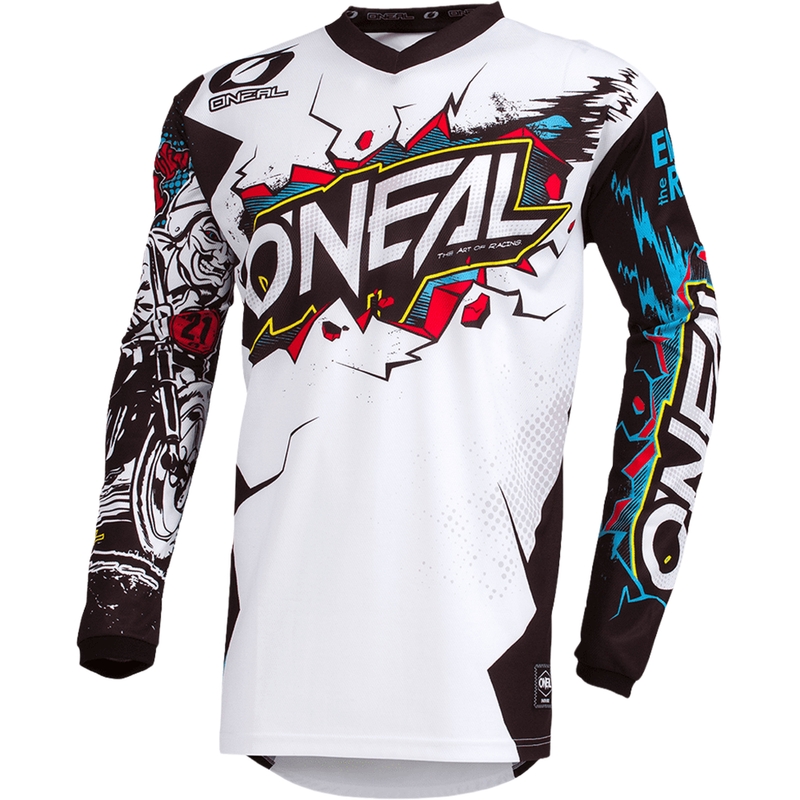 Camiseta de motocross O'Neal Element Villain blanca