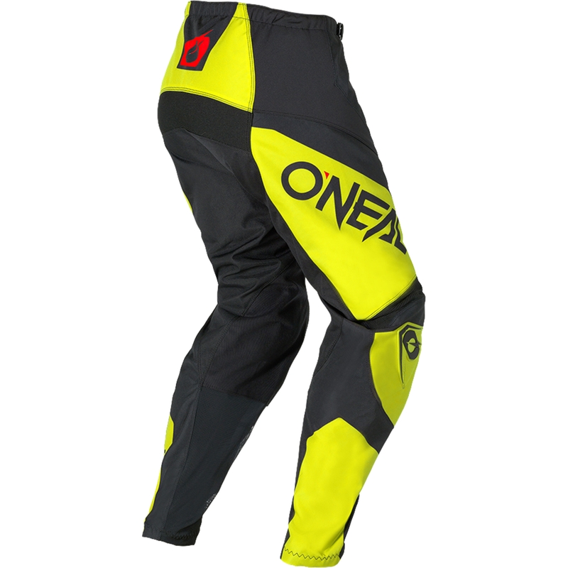Pantalones de motocross O´Neal Element Racewear en negro y amarillo flúor.