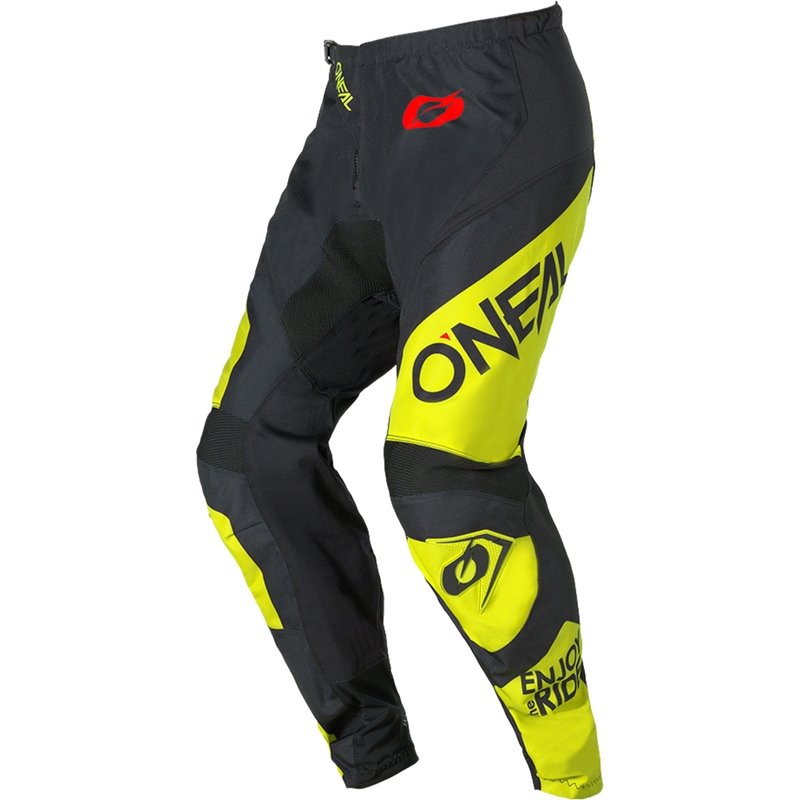Pantalones de motocross O´Neal Element Racewear en negro y amarillo flúor.