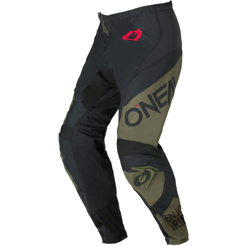 Pantalones de motocross O'Neal Element Racewear, color negro-verde oliva.