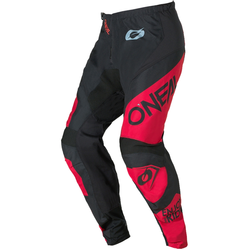 Pantalones de motocross O´Neal Element Racewear en negro y rojo.