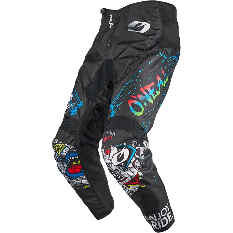 Pantalones de motocross O´Neal Element Rancid en blanco y negro.