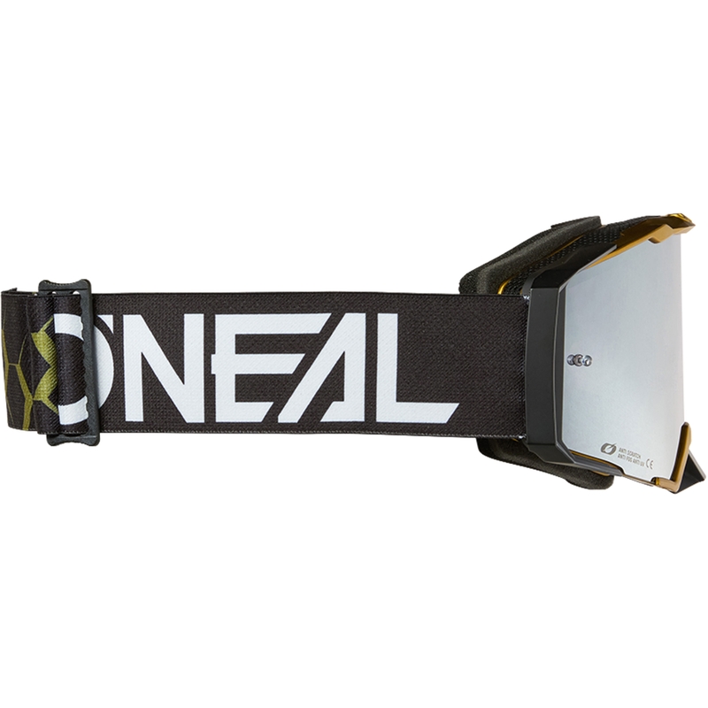 Gafas de motocross O´Neal B-33 Hexa negras y doradas (plexiglás plateado con efecto espejo)