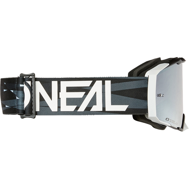 Gafas de motocross O´Neal B-33 Ictus negras y blancas (plexiglás plateado con efecto espejo)