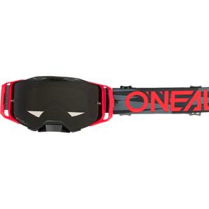 Gafas de motocross O´Neal B-33 Ictus negras y rojas (plexiglás gris)