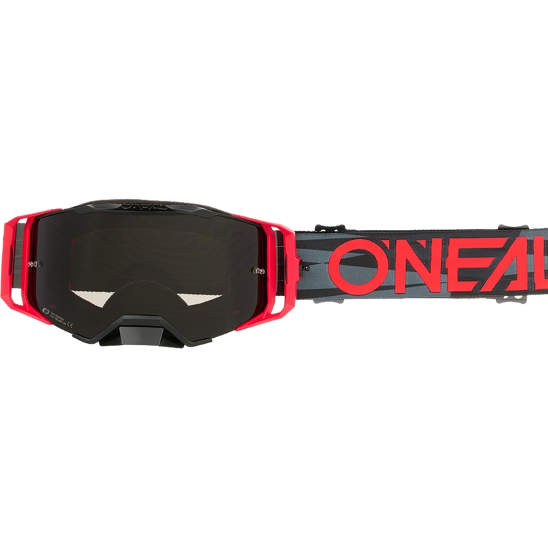 Gafas de motocross O´Neal B-33 Ictus negras y rojas (plexiglás gris)