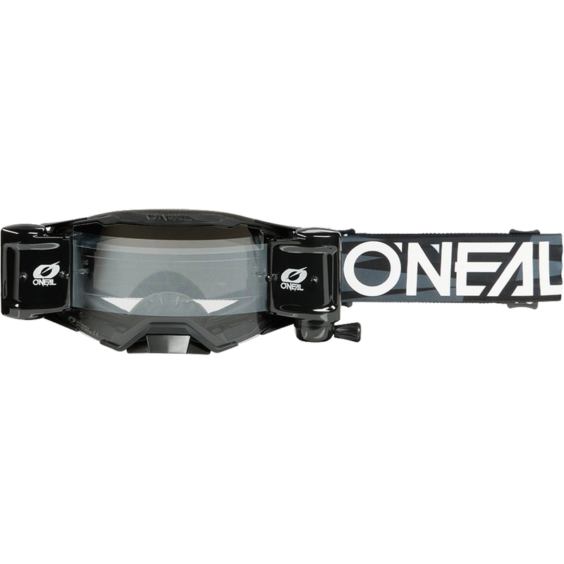 Gafas de motocross O´Neal B-33 Ictus negras y blancas con sistema Roll Off (plexiglás transparente).