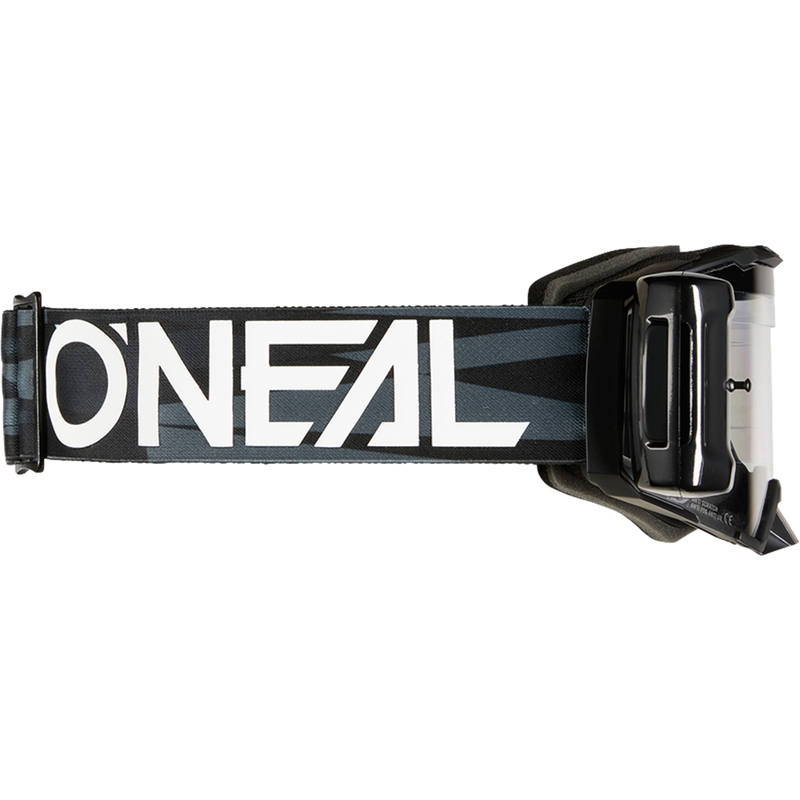 Gafas de motocross O´Neal B-33 Ictus negras y blancas con sistema Roll Off (plexiglás transparente).