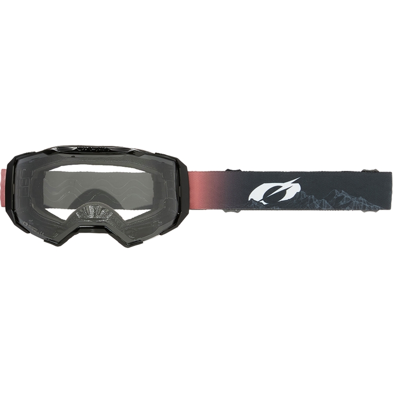 Gafas de motocross O´Neal B-22 Covert negras y rojas (plexiglás transparente)