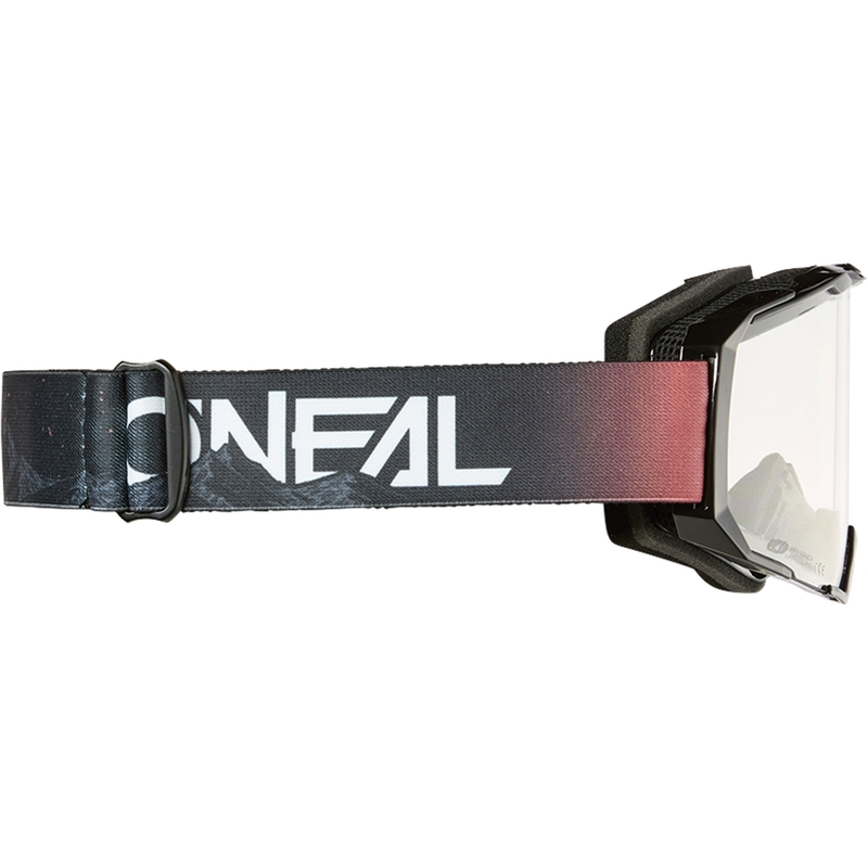 Gafas de motocross O´Neal B-22 Covert negras y rojas (plexiglás transparente)