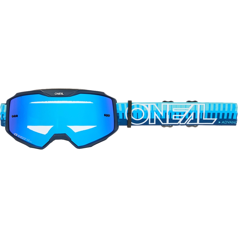 Gafas de motocross O´Neal B-10 a rayas azules (plexiglás azul iridio)
