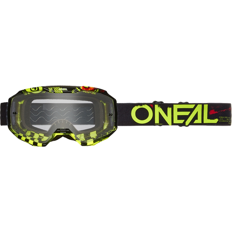 Gafas de motocross O´Neal B-10 Attack negras y amarillas (plexiglás transparente)