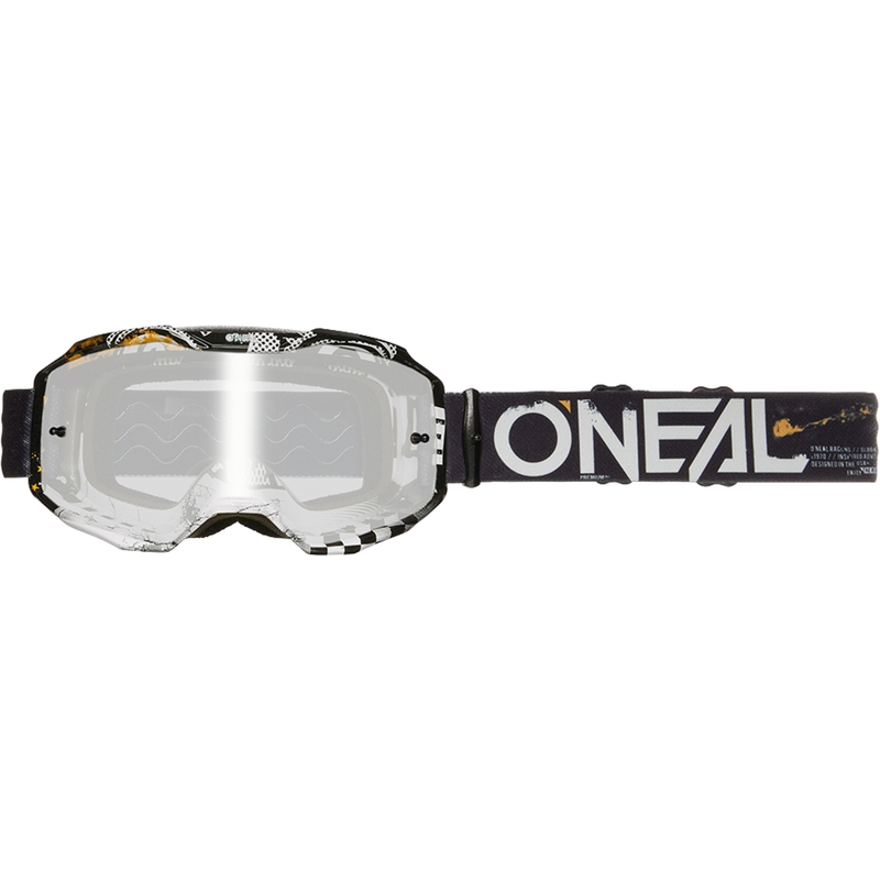 Gafas de motocross O´Neal B-10 Attack negras y blancas (plexiglás plateado espejo)