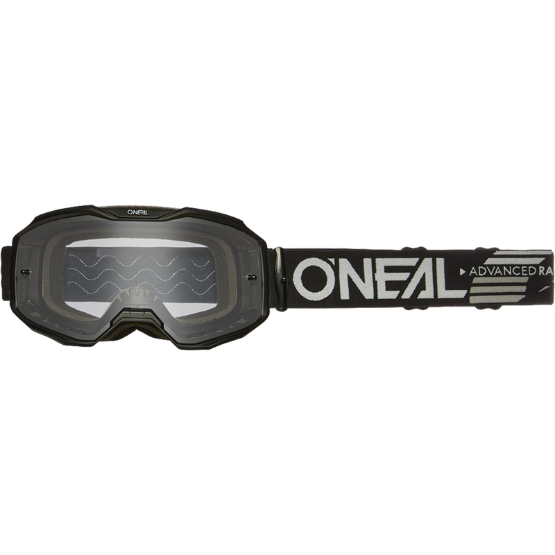 Gafas de motocross O´Neal B-10, color negro sólido (plexiglás transparente).