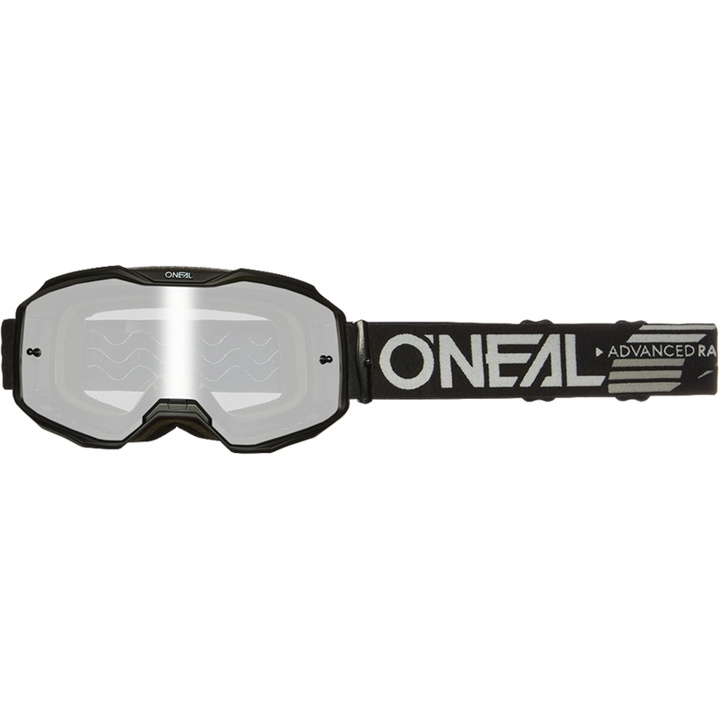 Gafas de motocross O´Neal B-10, color negro sólido (plexiglás plateado espejo).