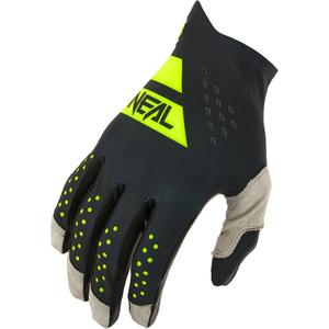 Guantes de motocross OO´Neal Pin it Slip on, color negro y amarillo flúor.