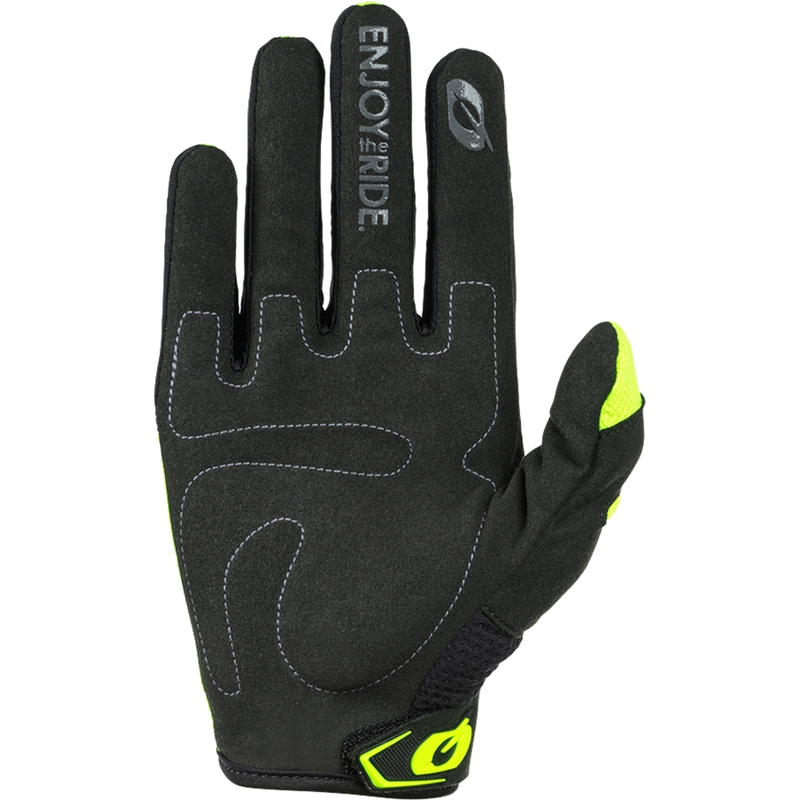 Guantes de motocross O´Neal Element Racewear, color negro y amarillo flúor.
